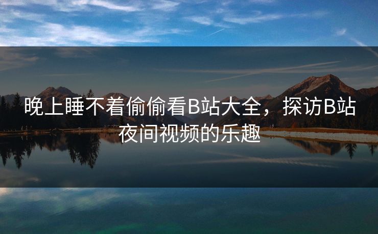 晚上睡不着偷偷看B站大全，探访B站夜间视频的乐趣