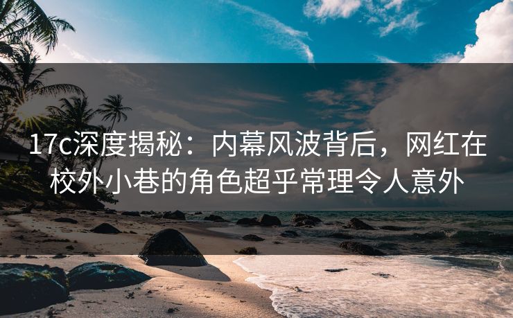 17c深度揭秘：内幕风波背后，网红在校外小巷的角色超乎常理令人意外