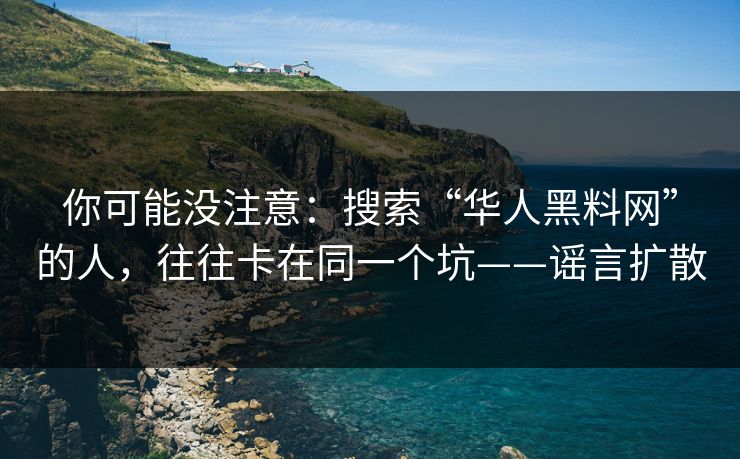你可能没注意:搜索“华人黑料网”的人,往往卡在同一个坑——谣言扩散 你可能没注意:搜索“华人黑料网”的人,往往卡在同一个坑——谣言扩散