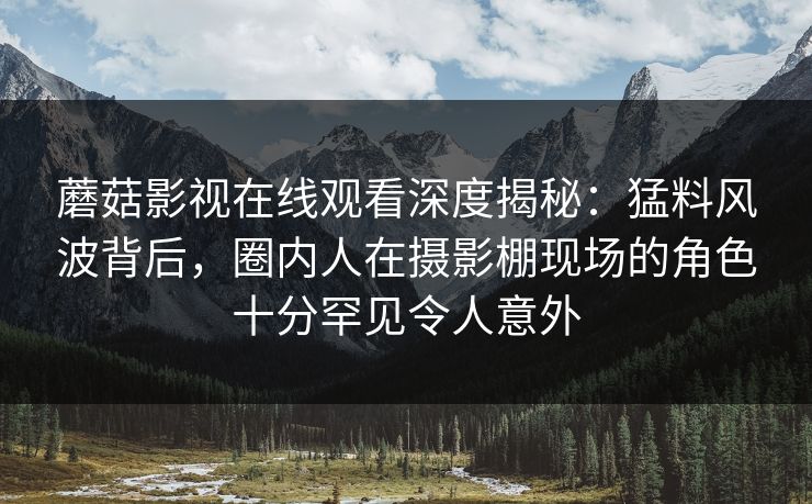蘑菇影视在线观看深度揭秘：猛料风波背后，圈内人在摄影棚现场的角色十分罕见令人意外