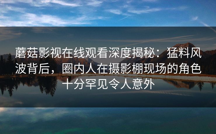 蘑菇影视在线观看深度揭秘：猛料风波背后，圈内人在摄影棚现场的角色十分罕见令人意外