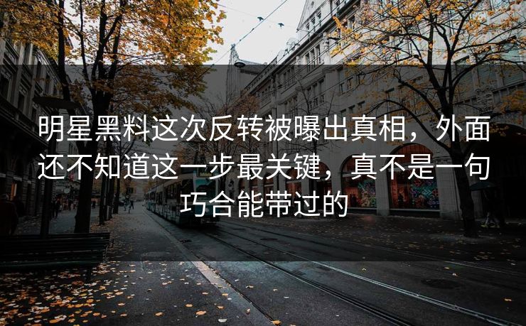 明星黑料这次反转被曝出真相，外面还不知道这一步最关键，真不是一句巧合能带过的